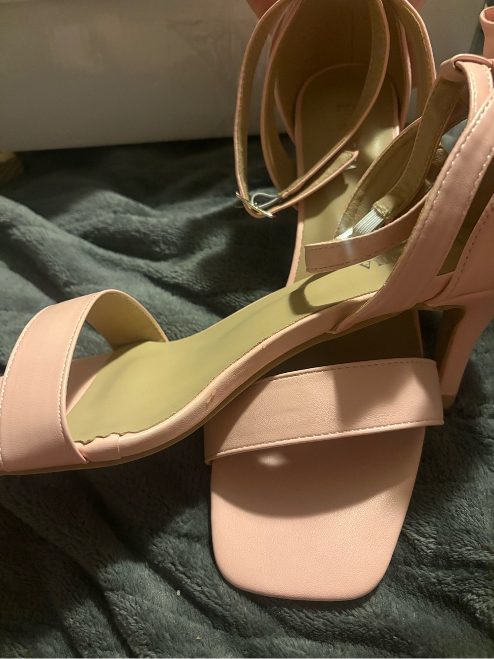 Womens Bow Back Heeled Sandals Square Open Toe Ankle Mid Pink Matte US 8